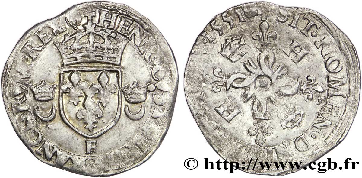 HENRI II Douzain aux croissants 1551 Angers TTB
