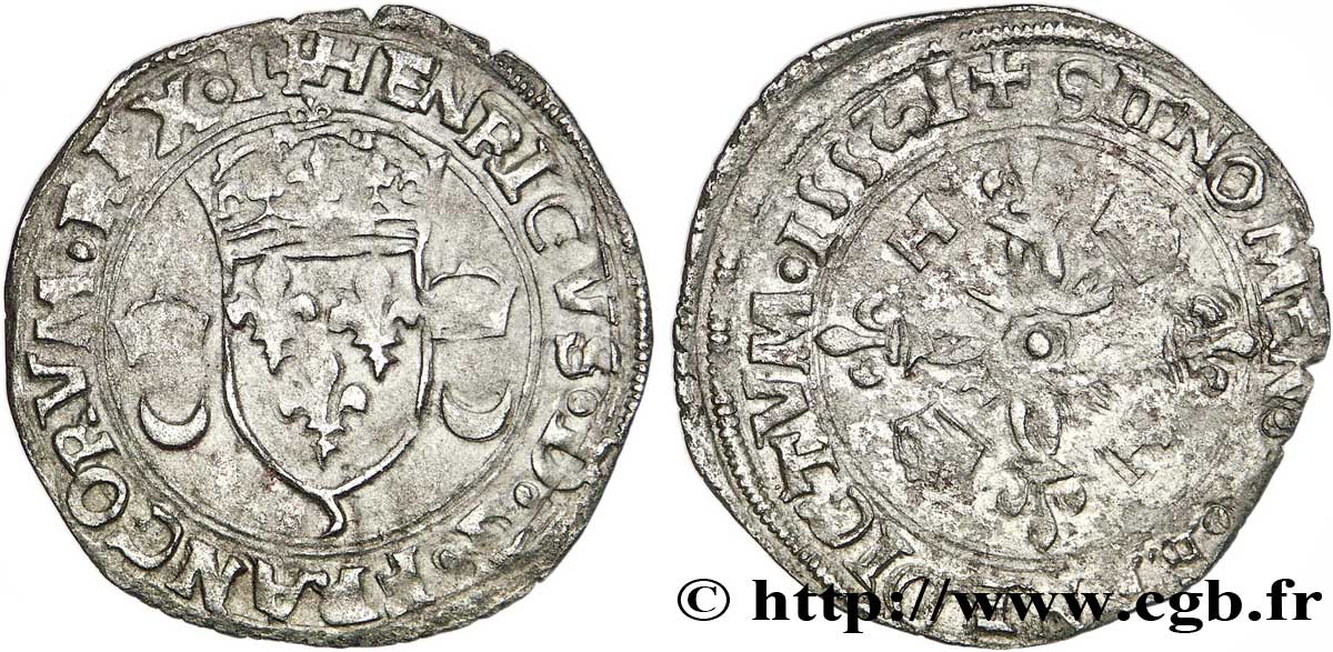 HENRY II Douzain aux croissants 1552 s.l. AU/XF