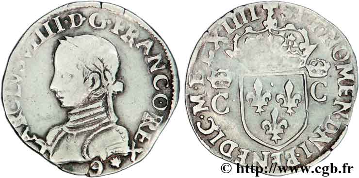 CHARLES IX Demi-teston, 2e type 1564 Rennes TB+/TTB