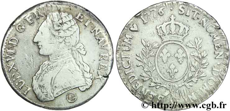 LOUIS XVI Écu aux branches d&nbsp;olivier 1776 Perpignan TB+