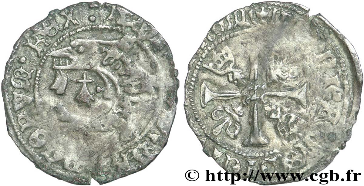 CHARLES VIII Liard au dauphin de Bretagne n.d. Rennes TB