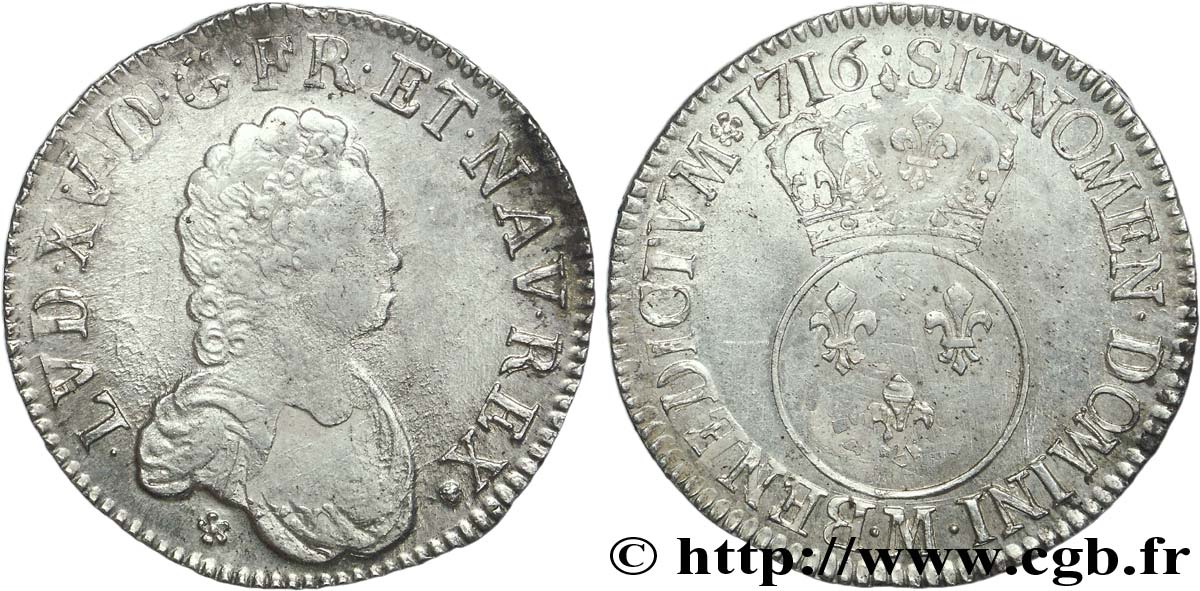LOUIS XV DIT LE BIEN AIMÉ Écu dit “vertugadin” 1716 Toulouse TTB/TTB+