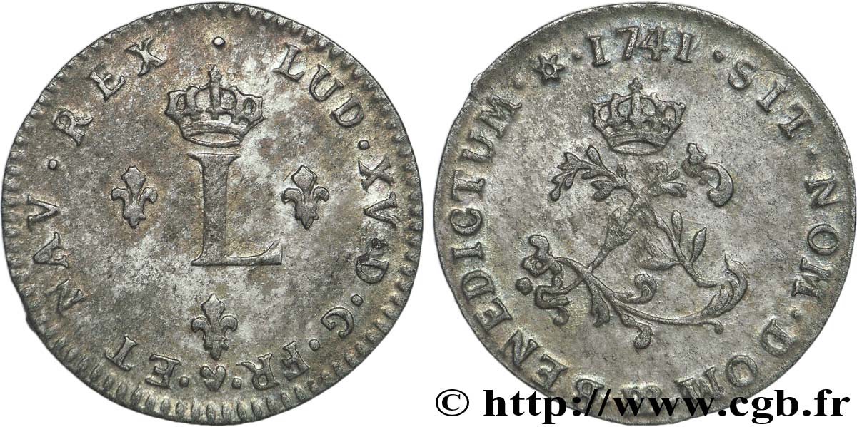 LOUIS XV DIT LE BIEN AIMÉ Double sol de billon 1741 Strasbourg SUP