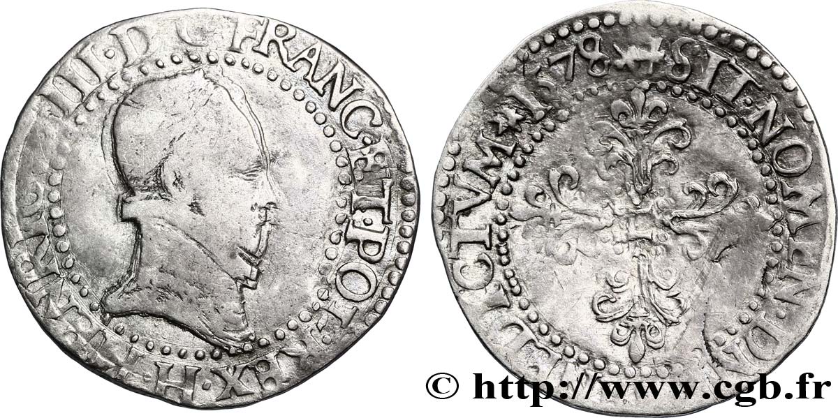 HENRY III Quart de franc au col plat 1578 La Rochelle BC