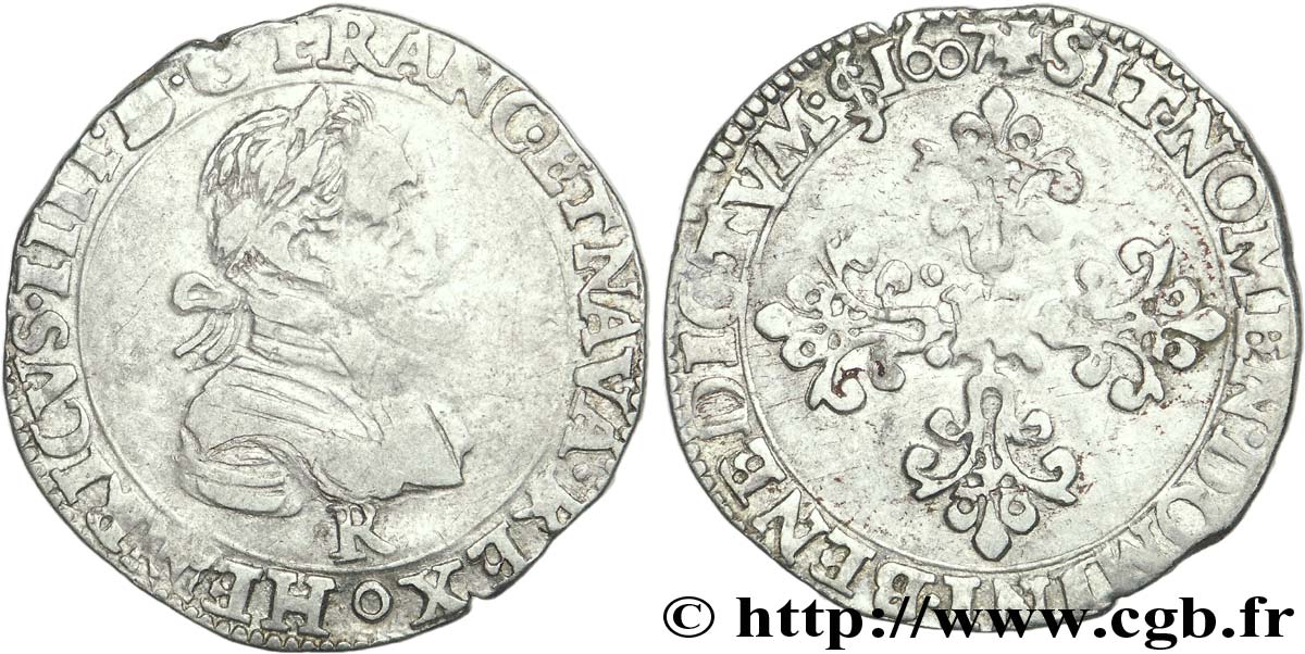 HENRI IV LE GRAND Demi-franc 1607 Saint-André de Villeneuve-lès-Avignon TB+/TTB
