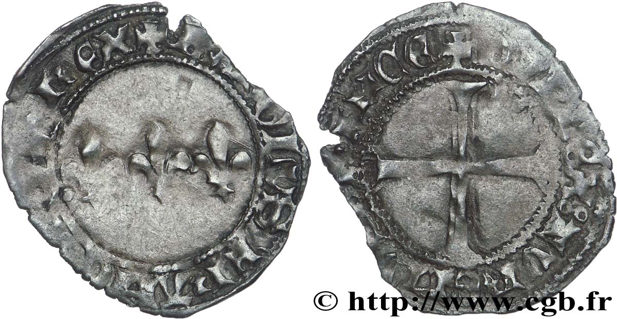 CHARLES VII LE VICTORIEUX Double tournois n.d. Troyes TB+