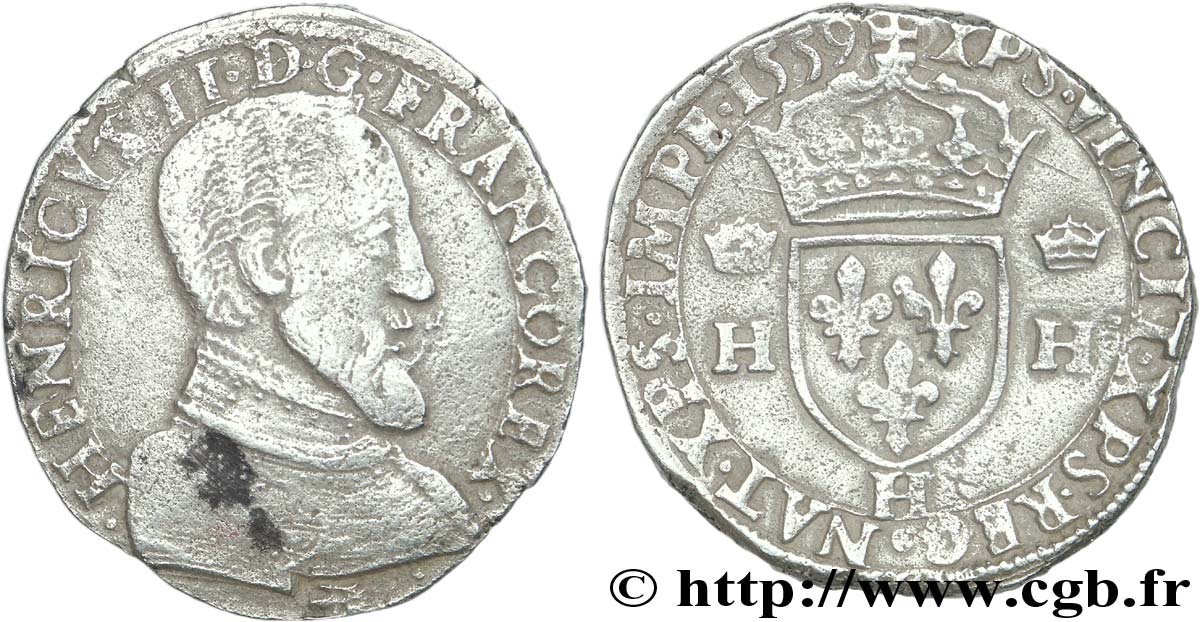FRANCIS II. COINAGE AT THE NAME OF HENRY II Teston à la tête nue, 1er type 1559 La Rochelle BB