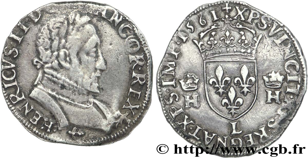 CHARLES IX. MONNAYAGE AU NOM DE HENRI II Teston au buste lauré, 2e type 1561 Bayonne TTB/TTB+