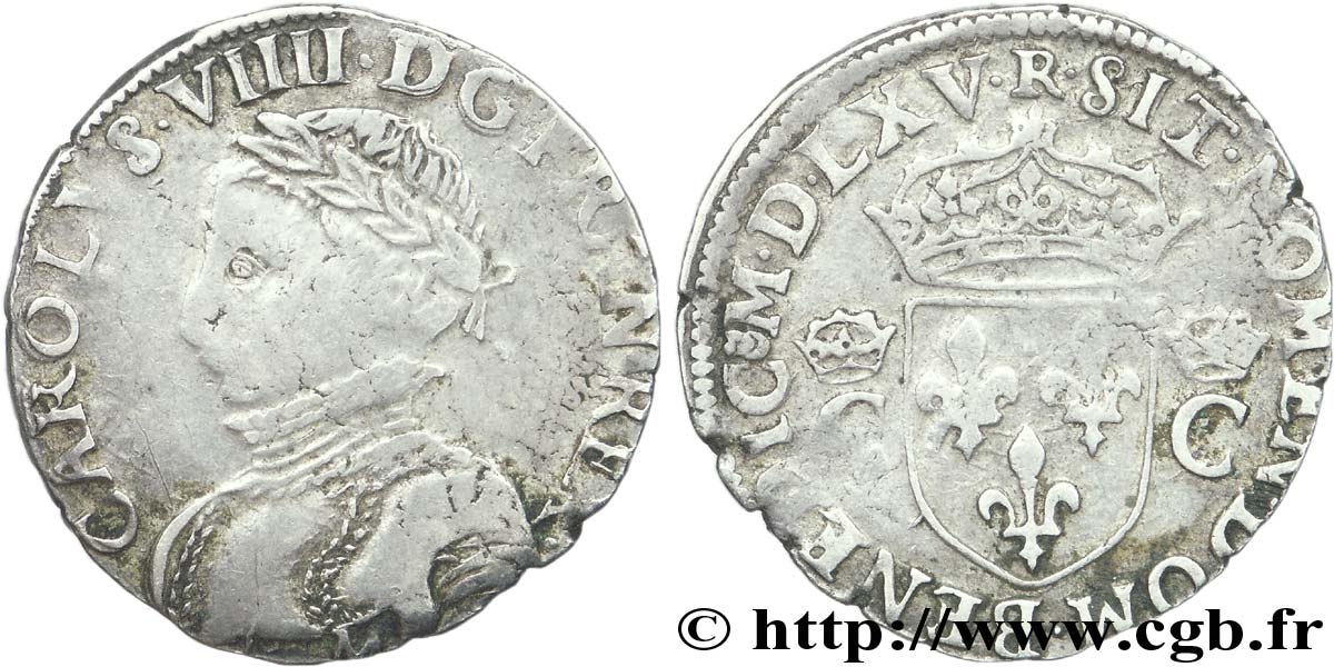 CHARLES IX Demi-teston, 2e type 1565 Toulouse TTB