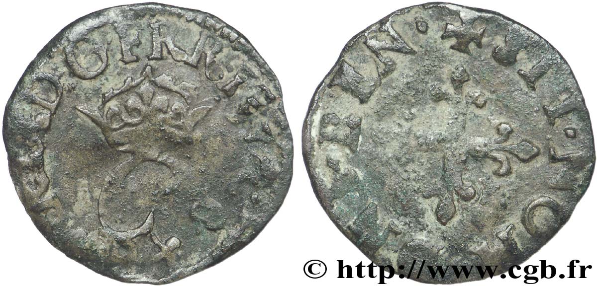 CHARLES IX Liard au C couronné, 2e émission 1574 Dijon fSS