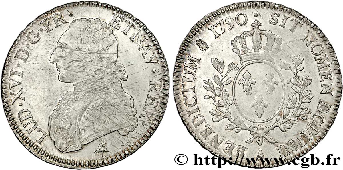 LOUIS XVI Écu aux branches d&nbsp;olivier 1790 Paris SUP
