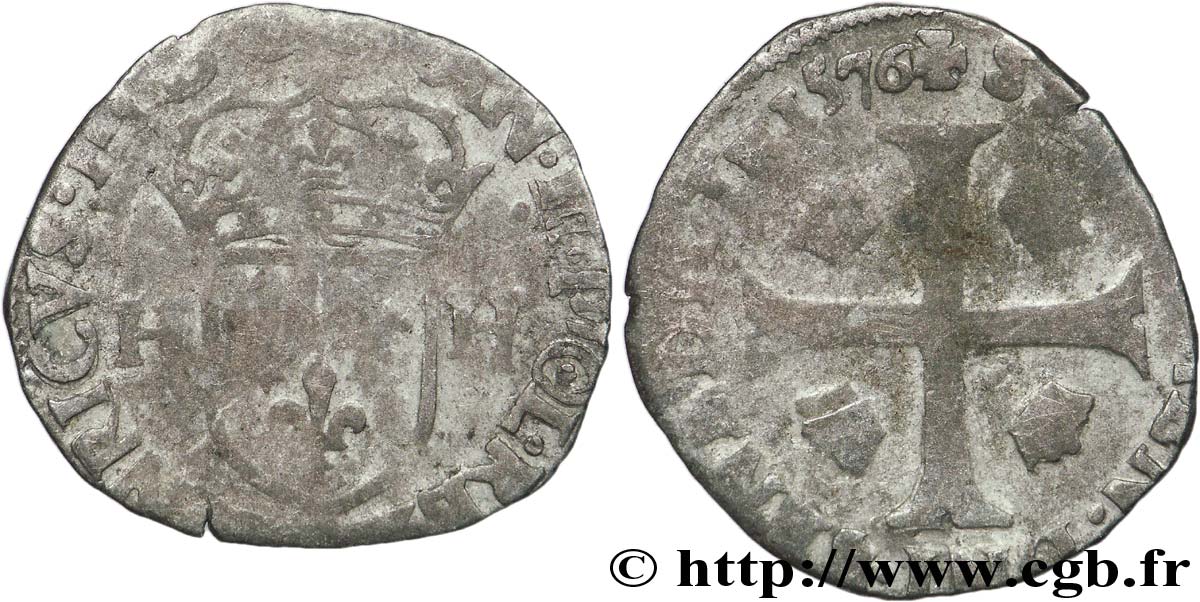 HENRI III Douzain aux deux H, 1er type 1576 Paris AB