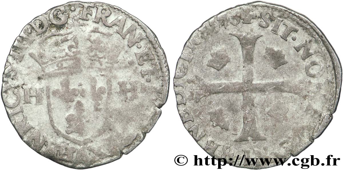 HENRI III Douzain aux deux H, 1er type 1576 Paris TB
