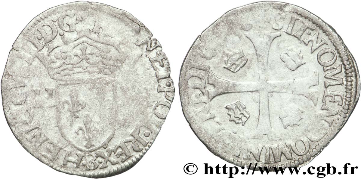 HENRI III Douzain, 1er type 1576 Rouen TB+