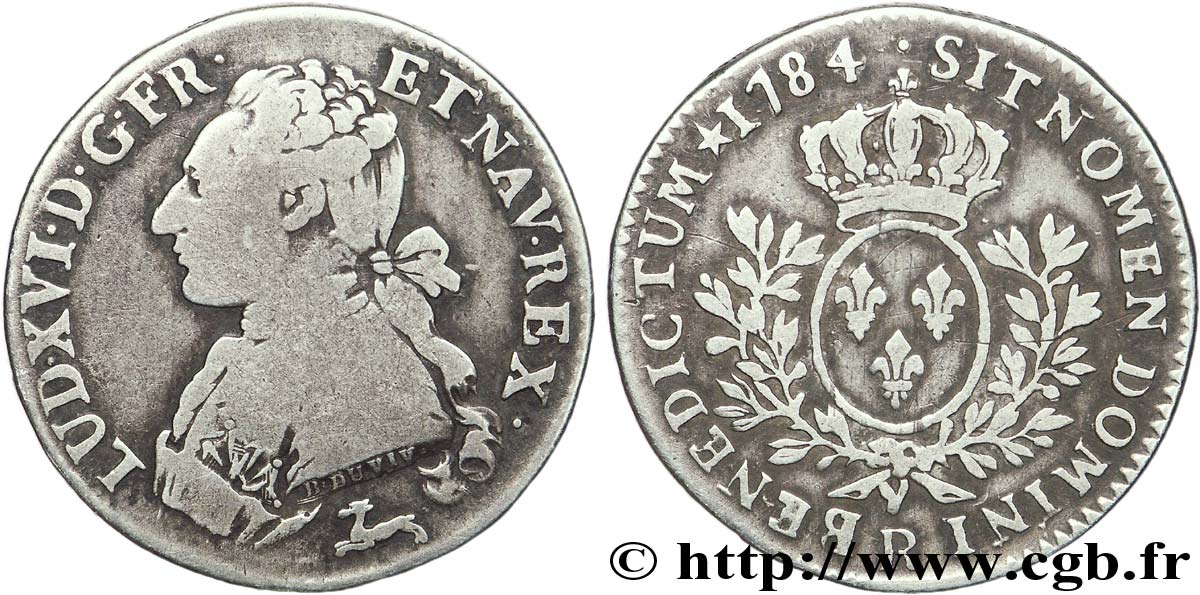 LOUIS XVI Cinquième d&nbsp;écu aux branches d&nbsp;olivier 1784 Orléans TB/TB+
