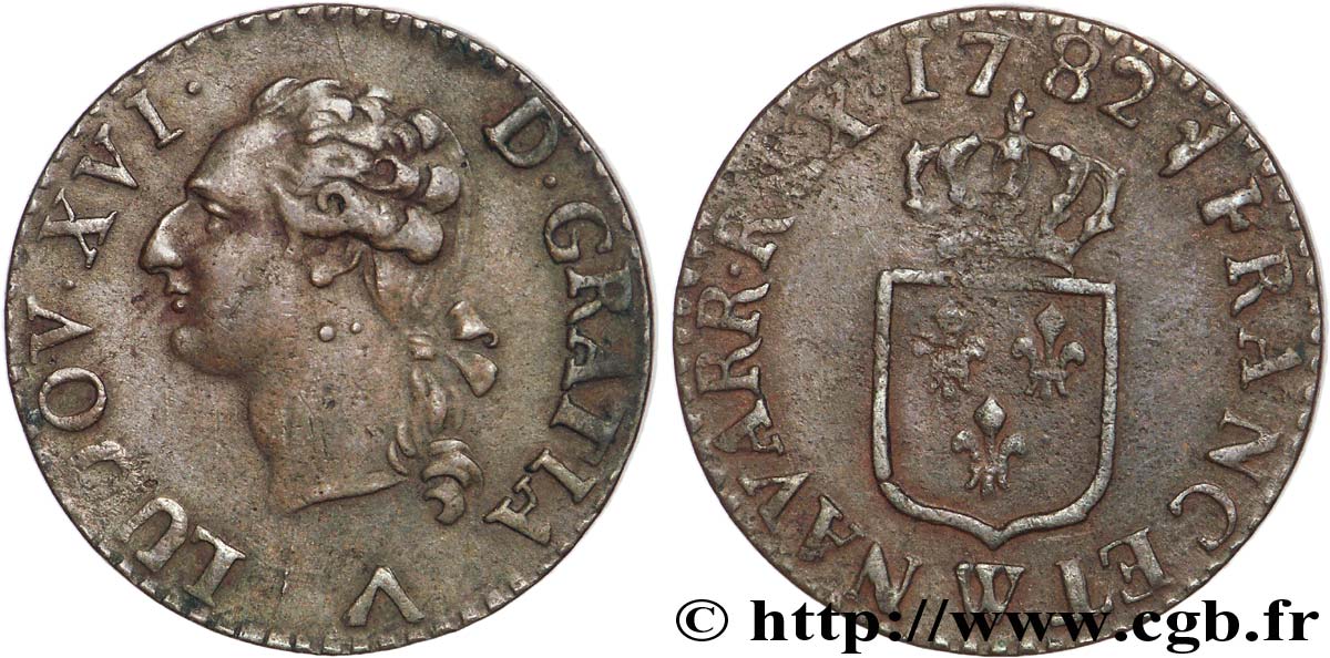 LOUIS XVI Liard dit &nbsp;à l&nbsp;écu&nbsp; 1782 Lille TB+/TB