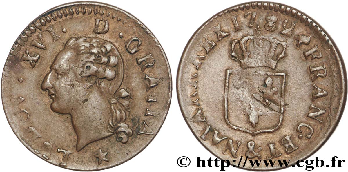 LOUIS XVI Liard dit “à l écu” 1782 Aix-en-Provence TTB/TB+