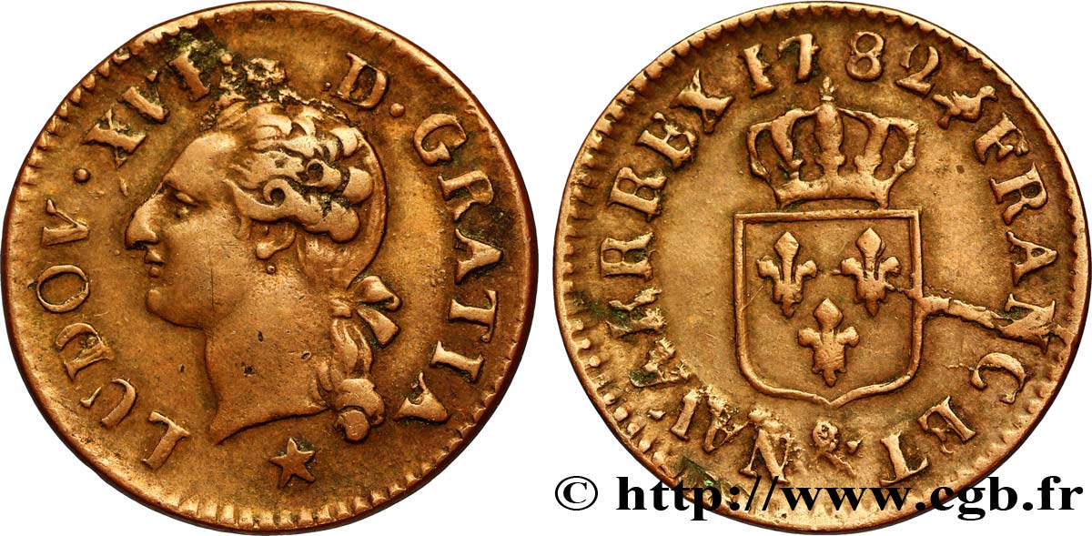 LOUIS XVI Liard dit “à l écu” 1782 Aix-en-Provence TTB