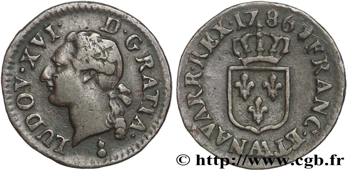 LOUIS XVI Liard dit &nbsp;à l&nbsp;écu&nbsp; 1786 Metz TTB