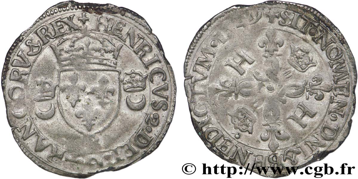 HENRI II Douzain aux croissants 1549 Rouen TTB