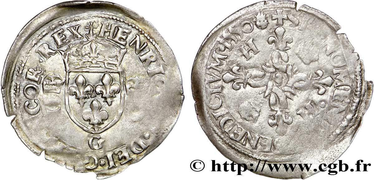 HENRI II Douzain aux croissants 1550 Poitiers TTB