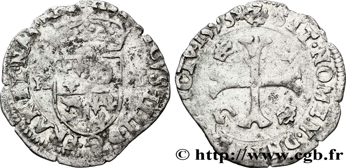 HENRI IV LE GRAND Douzain du Dauphiné aux deux H, 2e type 1593 Grenoble TB/TB+