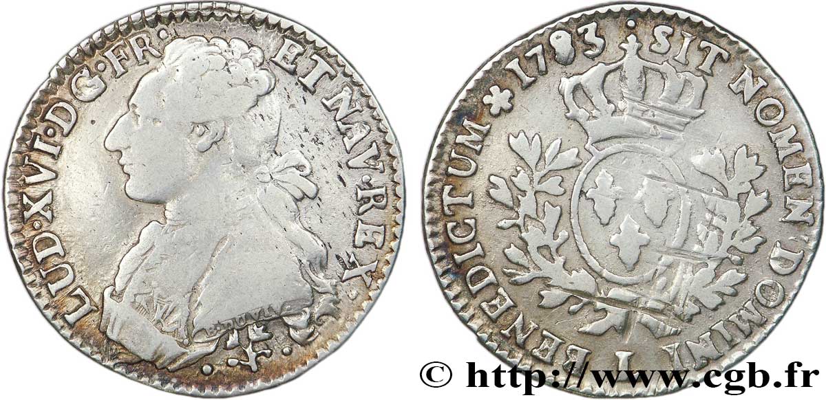 LOUIS XVI Cinquième d&nbsp;écu aux branches d&nbsp;olivier 1783 Bayonne TB+