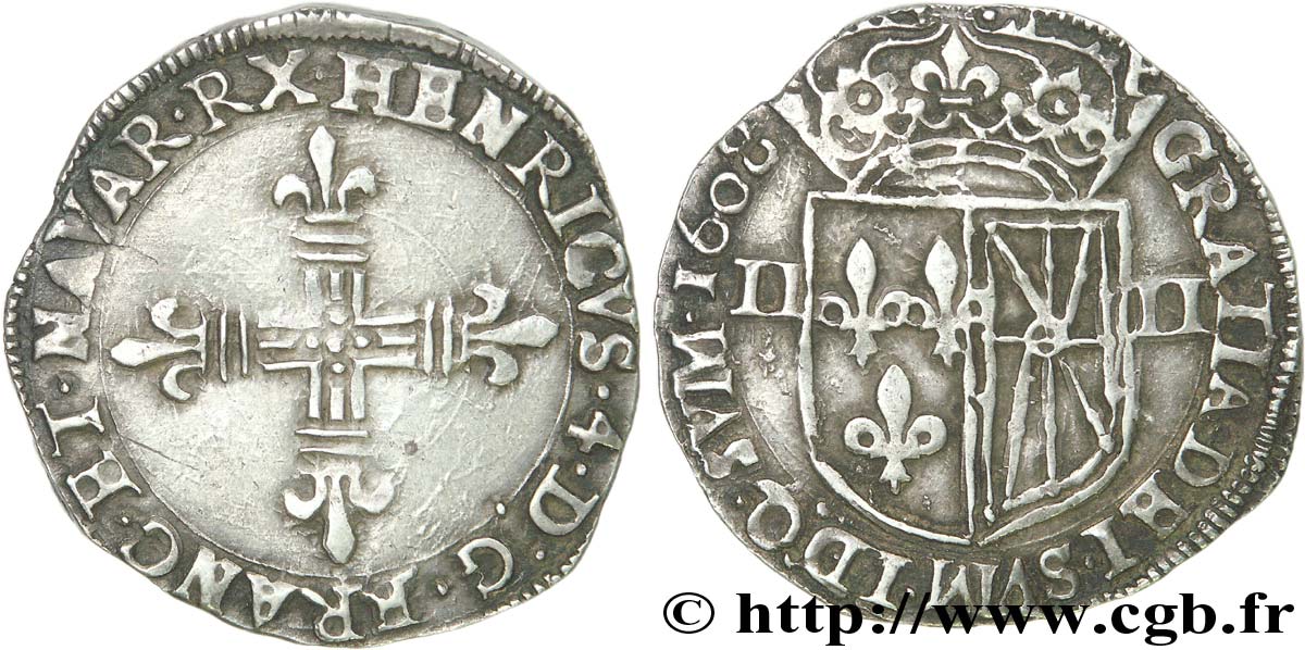 HENRY IV Quart d écu de Navarre 1608 Saint-Palais q.SPL