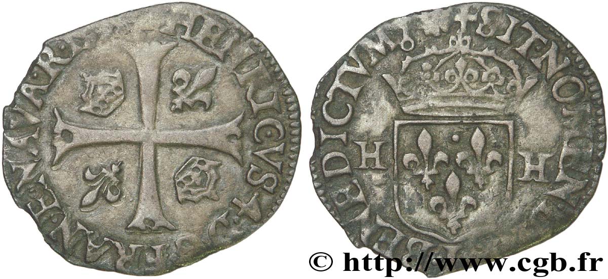 HENRI IV LE GRAND Douzain aux deux H, 3e type 1595 Bayonne TTB