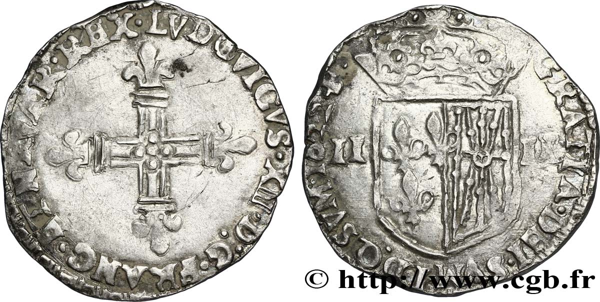 LOUIS XIII  Quart d écu de Navarre 1622 Saint-Palais BB