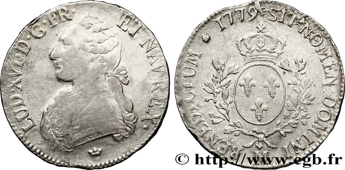 LOUIS XVI Écu aux branches d&nbsp;olivier 1779 Toulouse TTB