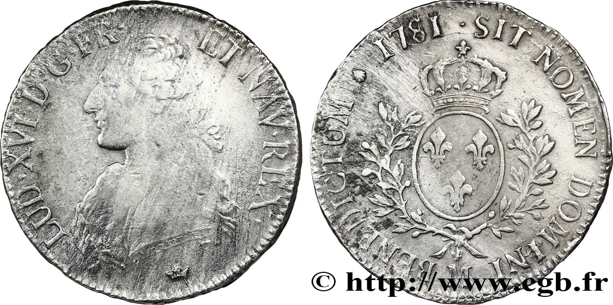 LOUIS XVI Écu aux branches d olivier 1781 Toulouse TTB