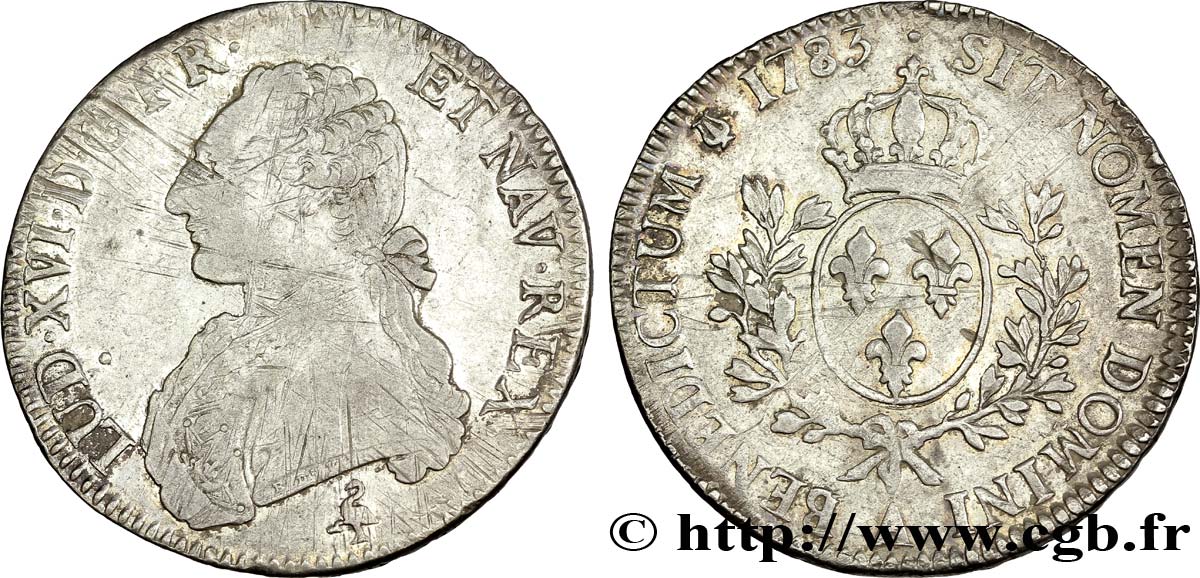 LOUIS XVI Écu aux branches d olivier 1783 Paris TTB