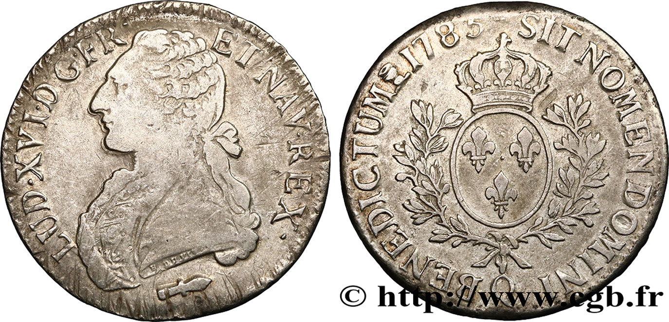 LOUIS XVI Écu aux branches d olivier 1785 Perpignan TTB