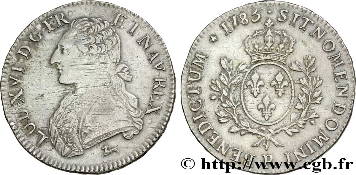 LOUIS XVI Écu aux branches d&nbsp;olivier 1785 Orléans TTB+