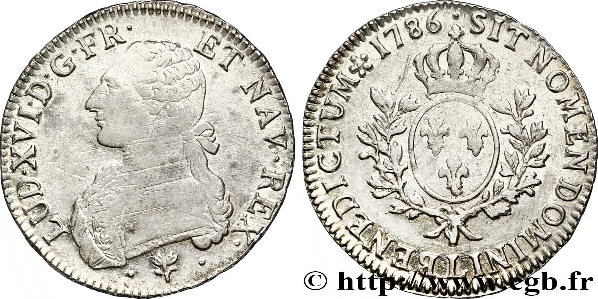 LOUIS XVI Écu aux branches d&nbsp;olivier 1786 Bayonne SUP