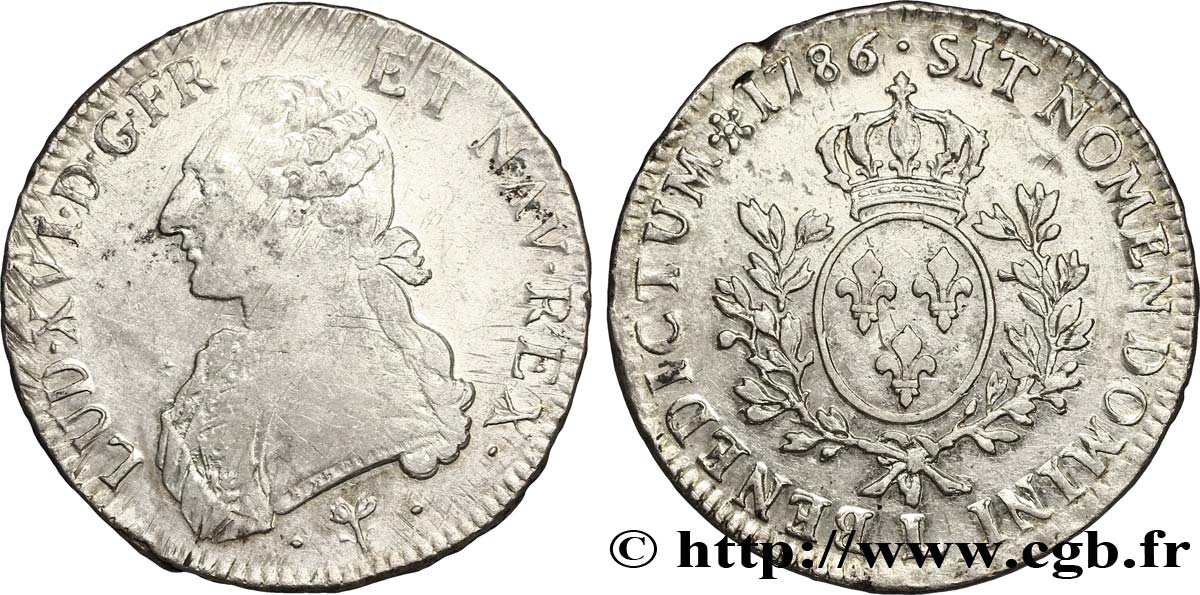 LOUIS XVI Écu aux branches d&nbsp;olivier 1786 Bayonne TTB+/SUP