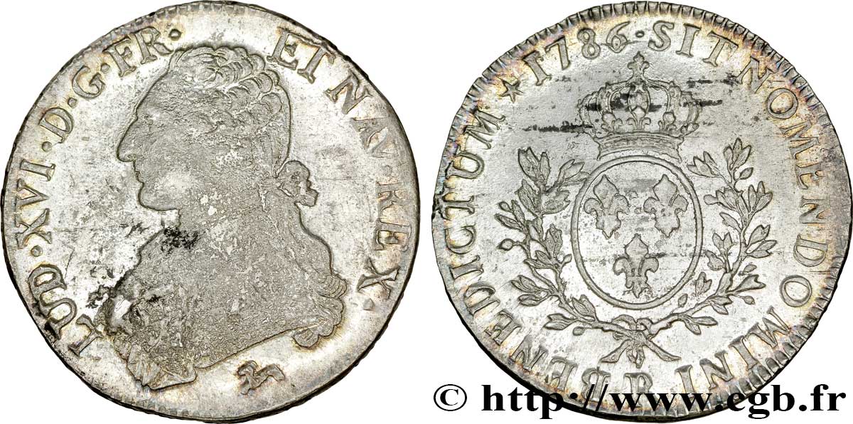LOUIS XVI Écu aux branches d&nbsp;olivier 1786 Orléans TTB+/SUP