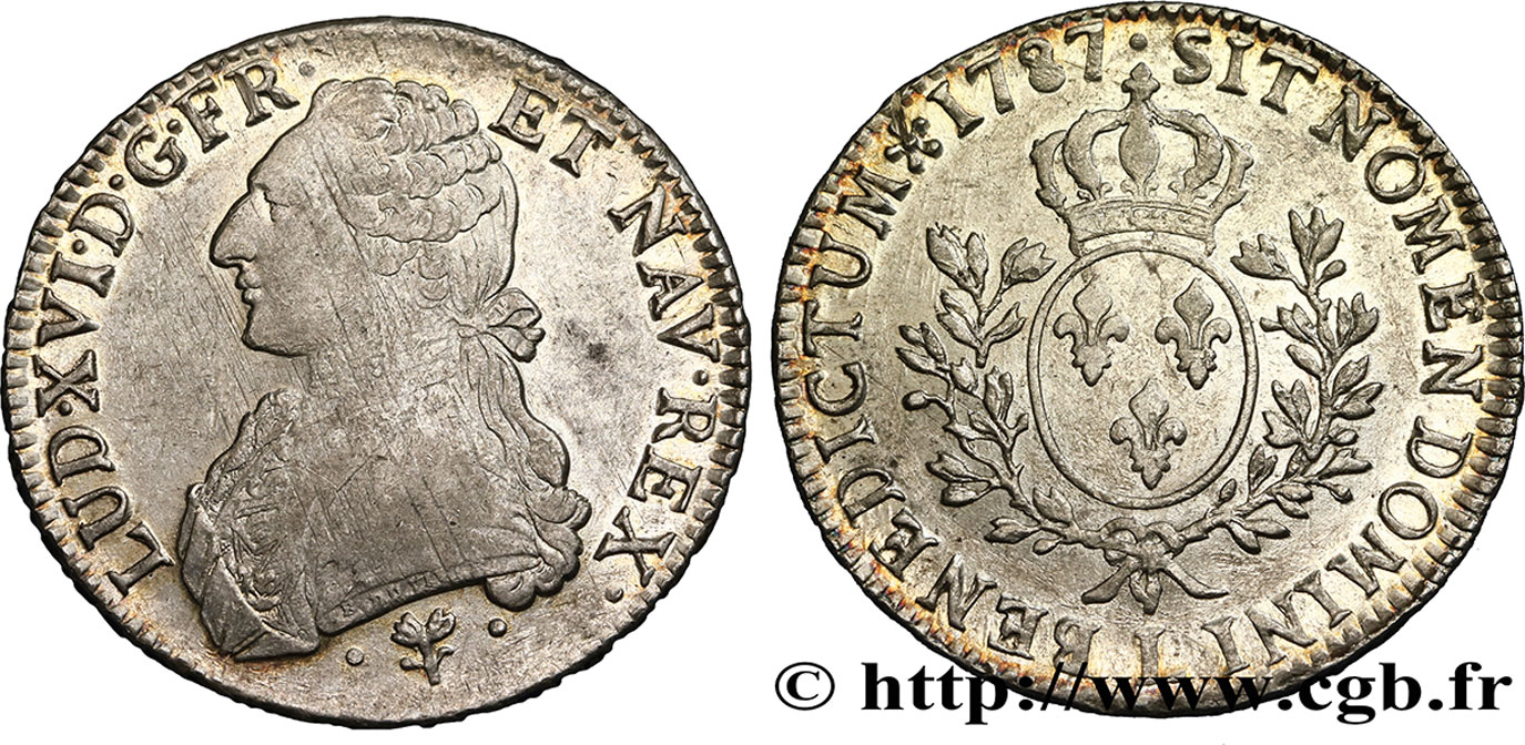 LOUIS XVI Écu aux branches d&nbsp;olivier 1787 Bayonne TTB+