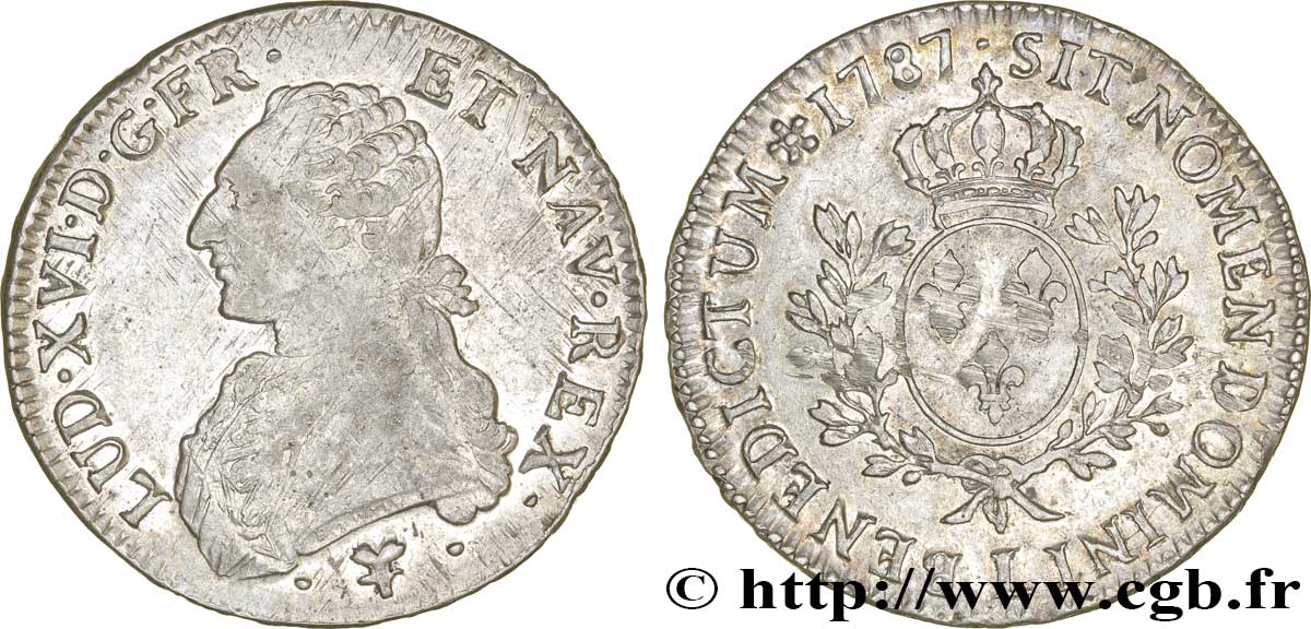 LOUIS XVI Écu aux branches d&nbsp;olivier 1787 Bayonne TTB+