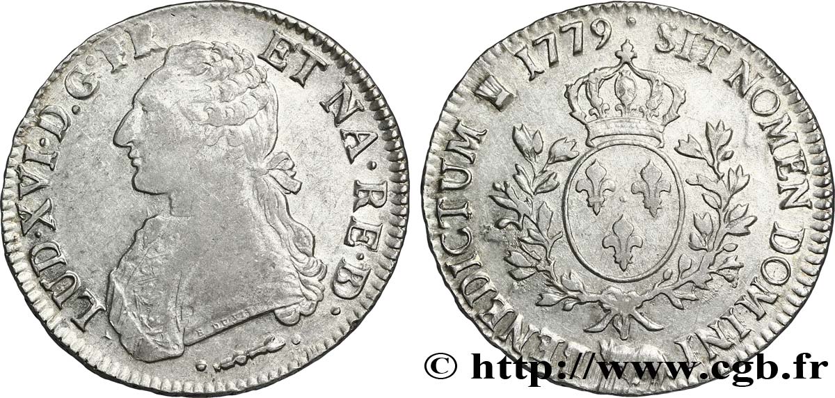 LOUIS XVI Écu aux branches d&nbsp;olivier 1779 Pau TTB+