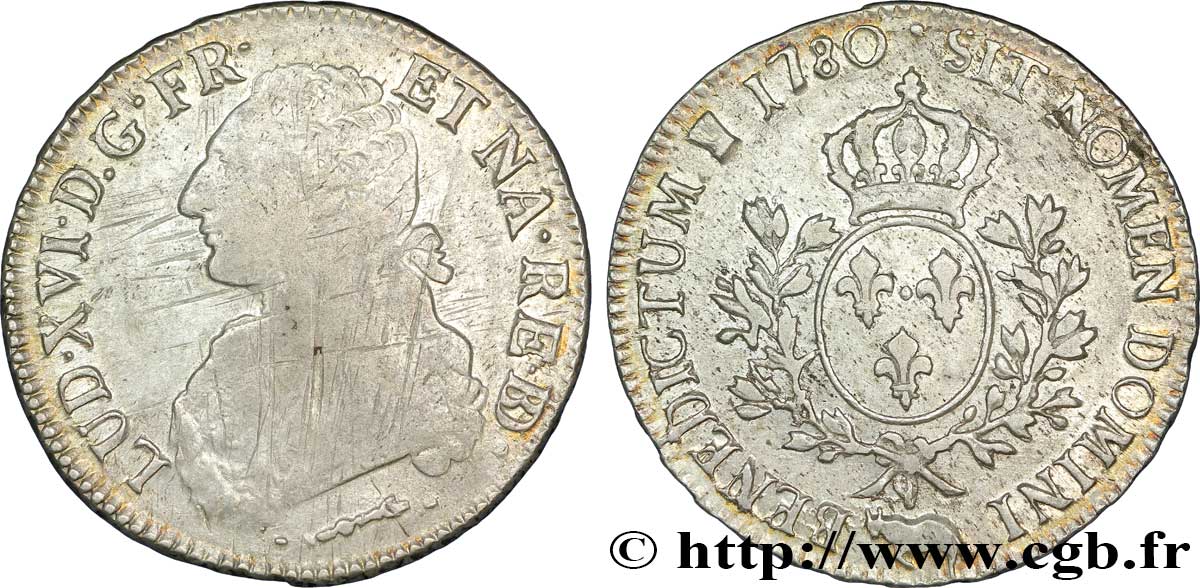 LOUIS XVI Écu aux branches d&nbsp;olivier 1780 Pau TTB