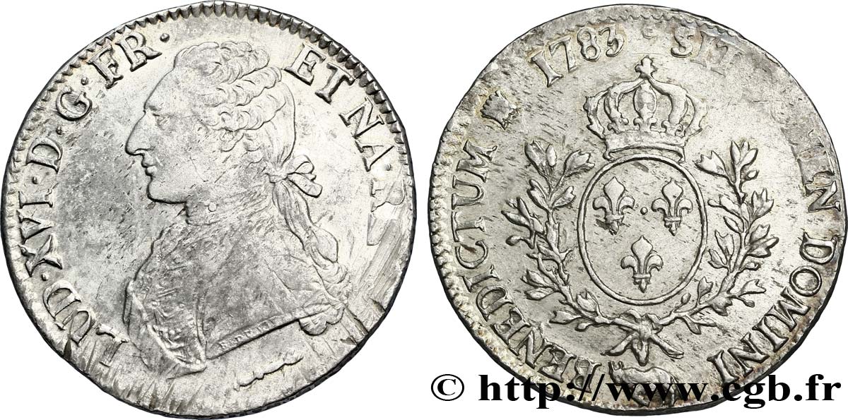 LOUIS XVI Écu aux branches d&nbsp;olivier 1783 Pau TTB+