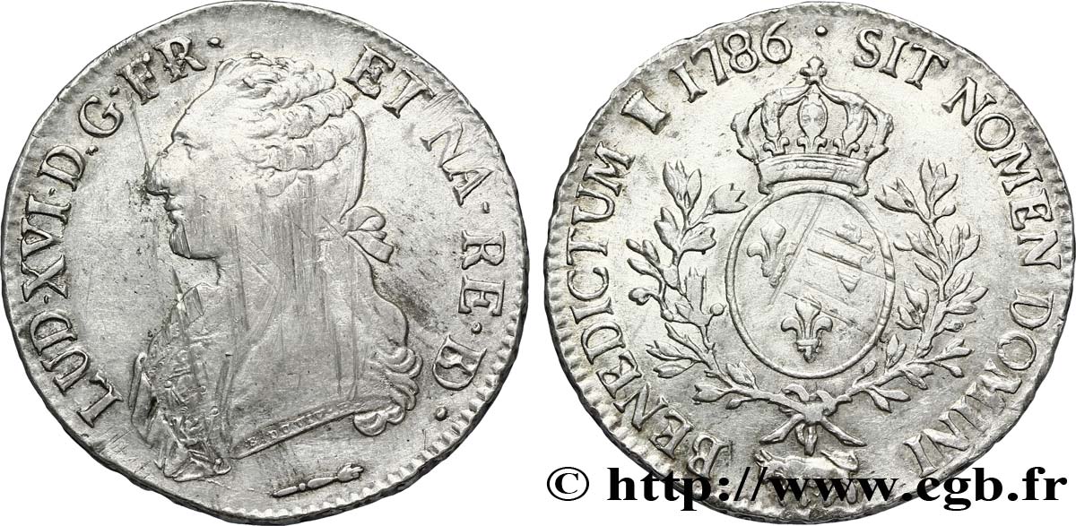 LOUIS XVI Écu aux branches d&nbsp;olivier 1786 Pau TTB+