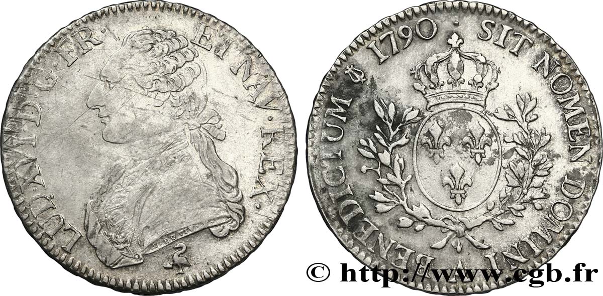 LOUIS XVI Écu aux branches d olivier 1790 Paris TTB+