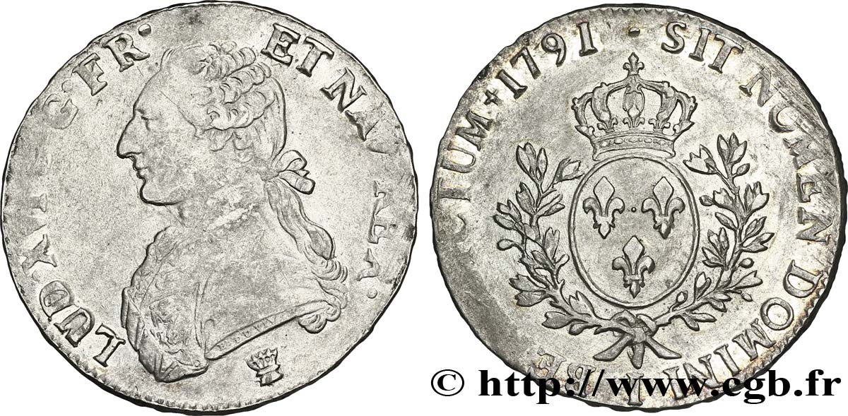 LOUIS XVI Écu aux branches d olivier 1791 Limoges AU