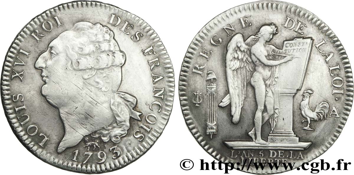 LOUIS XVI (MONARQUE CONSTITUTIONNEL)  Écu au Génie type FRANÇOIS 1793 Paris TTB+