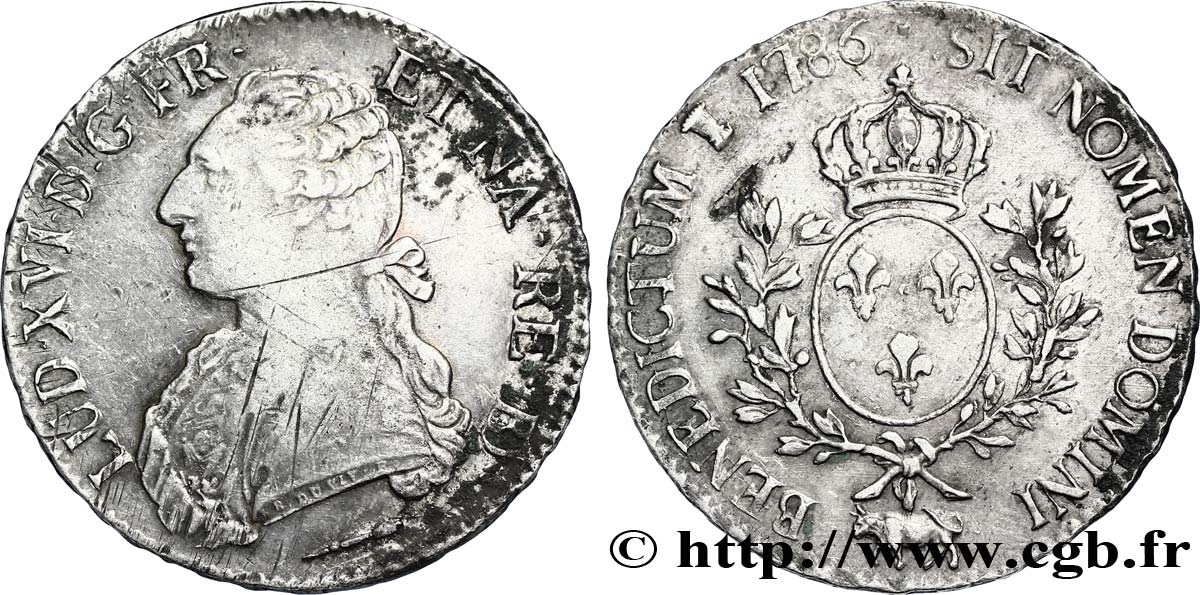 LOUIS XVI Écu aux branches d&nbsp;olivier 1786 Pau TTB/TTB+