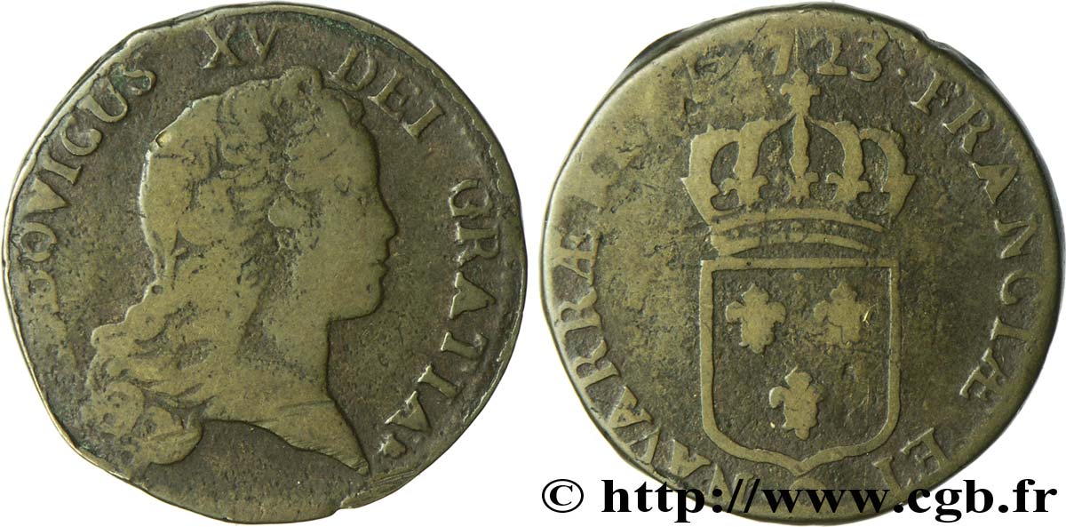 LOUIS XV DIT LE BIEN AIMÉ Sol au buste enfantin 1723 Perpignan TB