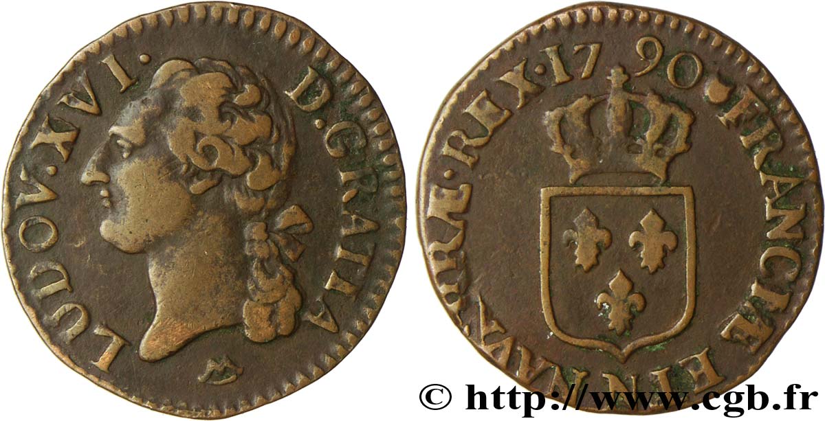 LOUIS XVI Demi-sol dit  à l écu  1790 Montpellier TTB